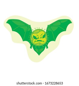 Corona Virus Covid-19 Flying with a bat wings