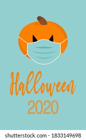 Corona Virus Covid-19 Halloween 2020 pumpkin with mask celebration card/background / pattern 