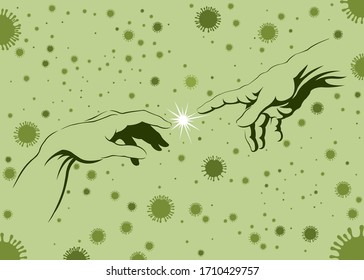 Corona Virus Covid-19 hands reaching out but not touching