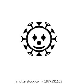 Corona Virus (Covid-19) Icon Illustration Black White Vector