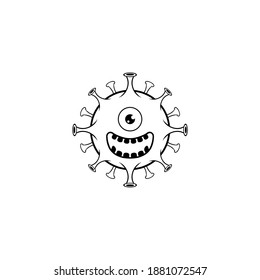 Corona Virus Covid-19 Icon Illustration Black White Vector