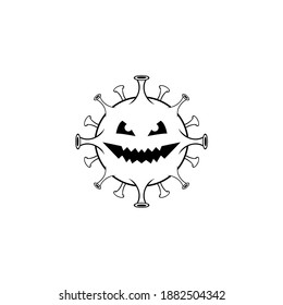 Corona Virus Covid-19 Icon Illustration Black White Vector