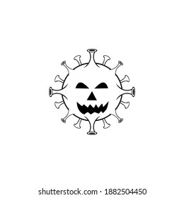 Corona Virus Covid-19 Icon Illustration Black White Vector