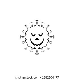 Corona Virus Covid-19 Icon Illustration Black White Vector