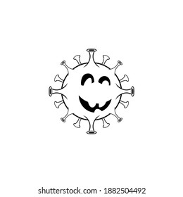 Corona Virus Covid-19 Icon Illustration Black White Vector