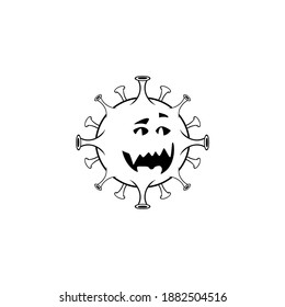 Corona Virus Covid-19 Icon Illustration Black White Vector