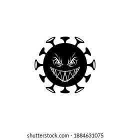 Corona Virus Covid-19 Icon Illustration Black White Vector