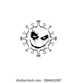 Corona Virus Covid-19 Icon Illustration Black White Vector