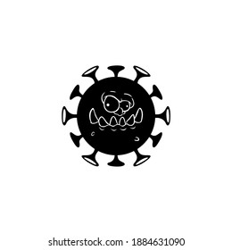 Corona Virus Covid-19 Icon Illustration Black White Vector