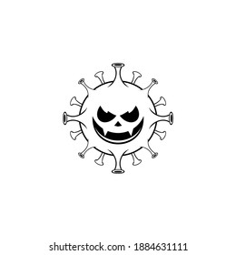 Corona Virus Covid-19 Icon Illustration Black White Vector