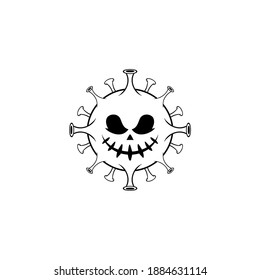 Corona Virus Covid-19 Icon Illustration Black White Vector