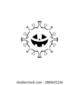 Corona Virus Covid-19 Icon Illustration Black White Vector