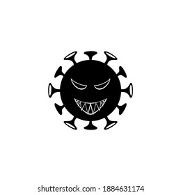Corona Virus Covid-19 Icon Illustration Black White Vector