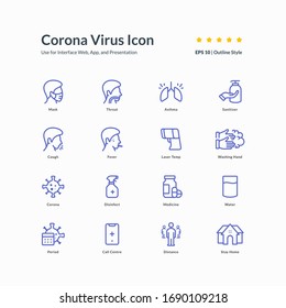corona virus covid-19 icon set line style icon design vector illustration