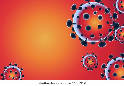 Corona virus .COVID-19 outbreak with a viral cell in microscopic form. Vector illustration template on the topic of a dangerous SARS epidemic for an advertising banner or leaflet. 