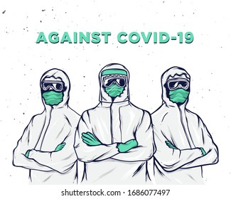 corona virus covid-19 pandemic doctor illustration design