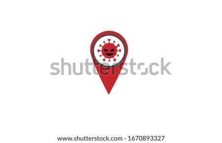 corona virus (covid-19) pin pointer caution signal icon