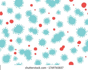 Corona Virus (COVID-19) Seamless Vector Pattern Illustration Design, in blue and red colors.
