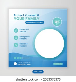 Corona virus or covid-19 Social Media Post Template. Medical social media post, Editable banner.