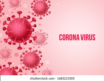 Corona virus covid-19 template vector background. Ncov corona virus global outbreak pandemic deadly novel virus in pink background. Vector illustration.  