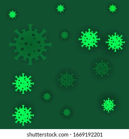 Corona virus Covid-19 under the microscope concept.On green background.