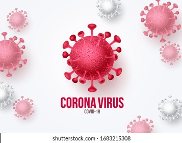 Corona virus covid-19 vector banner background. Covid-19 virus outbreak pandemic disease and worlds deadly novel virus in white background. Vector illustration.