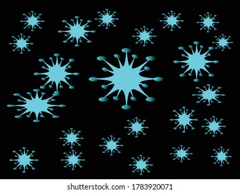 virus corona o vector de virus covid19 con fondo negro