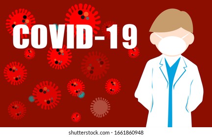 corona COVID-19 ilustración de virus y fondo médico.