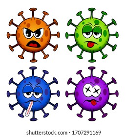 Corona virus Covis-19 cartoon with several expressions
