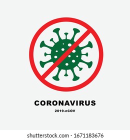 Corona Virus, Covit 19, 2019-nCOV, Stop sign and Green Icon isolated on white background. Vector Illustration, 