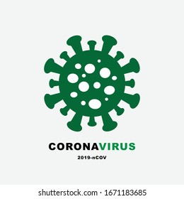 Corona Virus, Covit 19, 2019-nCOV, Green Icon isolated on white background., Vector Illustration, 