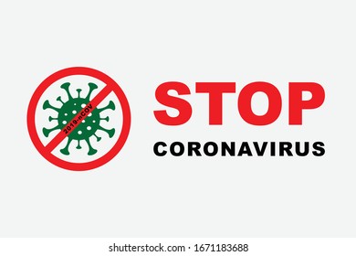 Corona Virus, Covit 19, 2019-nCOV, Stop sign and Green Icon isolated on white background. Vector Illustration, 