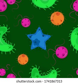 corona virus cute doodle in summer cute cartoon pattern seamless