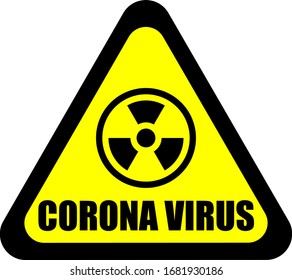 Cartel de peligro del virus Corona en vector. Cartel amarillo 19 Covid