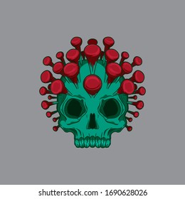 Corona virus, design by combining the skull, which illustrates the horror of the virus itself