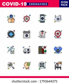 Corona virus disease 16 Flat Color Filled Line icon pack suck as health; n; medical; safety; mask viral coronavirus 2019-nov disease Vector Design Elements