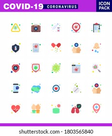 Corona-Viruserkrankung 25 Flat Color-Icon-Packung ist als Droge geeignet; Kabeljau; Fall; Coronavirus; Viruscoronavirus 2019-nov-Krankheit Vektor Design Elements
