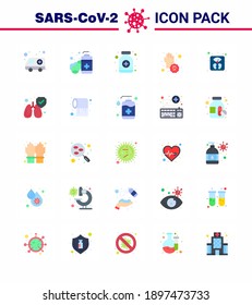 Corona virus disease 25 Flat Color icon pack suck as management; disease; pills; dirty; virus viral coronavirus 2019-nov disease Vector Design Elements