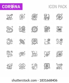 Corona virus disease 25 line icon pack suck as covid; virus; coronavirus; worldwide; icu viral coronavirus 2019-nov disease Vector Design Elements