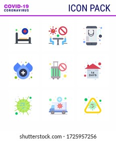 Corona virus disease 9 Flat Color icon pack suck as  cancel; water; health; drop; online viral coronavirus 2019-nov disease Vector Design Elements