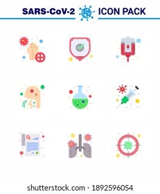 Enfermedad por virus de la corona 9 Paquete de iconos de color plano succión como prueba; personas; escudo; hombre; Enfermedad coronavirus viral en tos 2019-nov Elementos de diseño de vectores