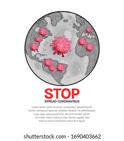 Corona Virus disease illustration with earth populated virus. Vector design can use for background, poster, banner and campaign
