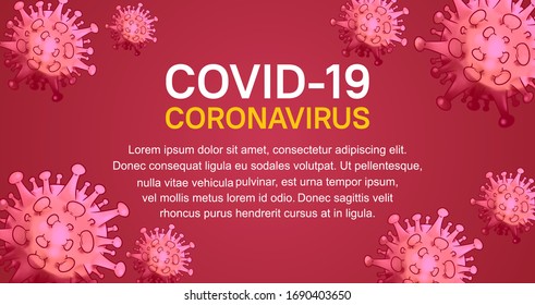 Corona Virus disease illustration with red virus. Vector design can use for background, poster, banner and campaign