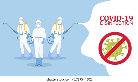 corona virus disinfection, people with personal protective suit 