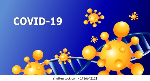 Corona virus and DNA cell with a gradation background.