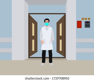 Corona virus doctor in a hospital ward and wearing protective suits mask, outbreak emergency concept, Covid 2019 health care 