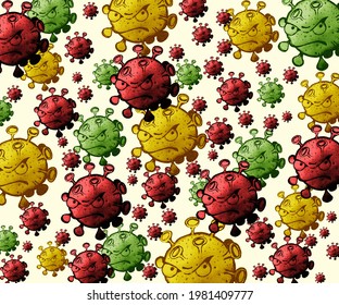 Corona virus drawing cartoon color on white background,vector illustration.