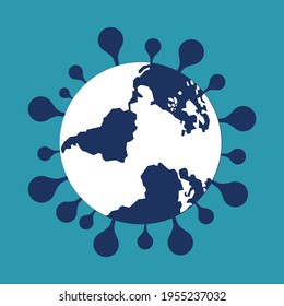 corona virus drawing surrounding the world