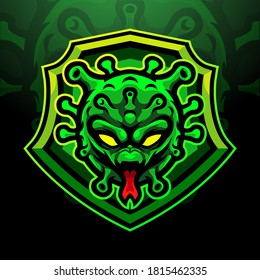 Corona virus esport logo mascot design