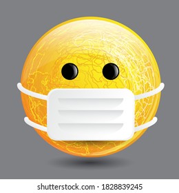 Corona virus face mask emoji set, vector isolated illustration
